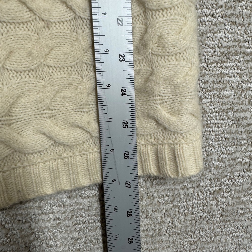 Talbots Petites Cable Knit Open Front Cardigan Women's Small Cream Wool Cashmere - Picture 8 of 9